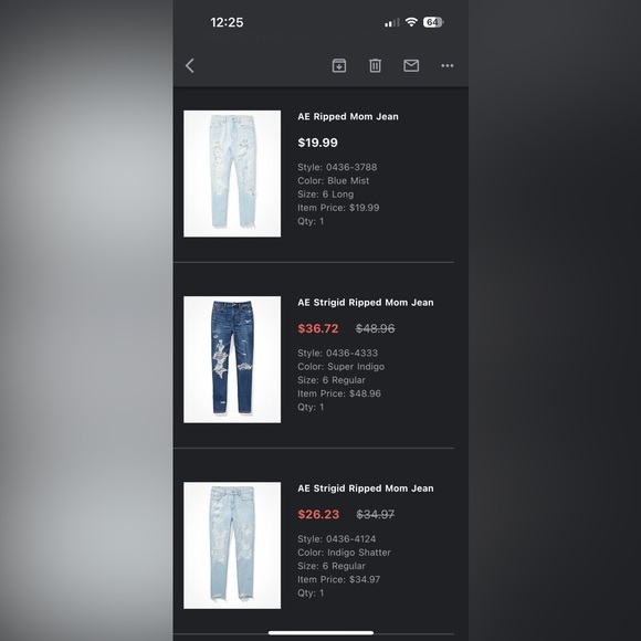 American Eagle jeans. Size 6. 25$ a piece or 70 for all 3 - Picture 2 of 4